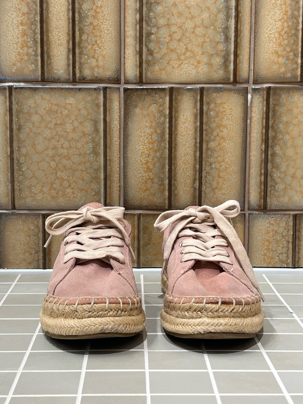 Zara - Trafaluc Blush Suede Lace-Up Espadrille Sneakers - 6.5